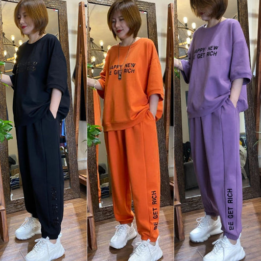 🔥【M-4XL】🌹【Topy + kalhoty】Nový dámský sportovní a ležérní set oblečení 2025✨【40-100kg】-4085422