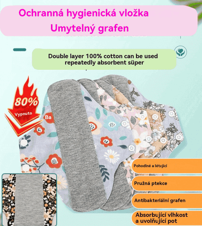 🔥🌈【Kupte 5 a získejte 5 zdarma】Omyvatelné antibakteriální grafenové vložky do kalhotek zabraňující protečení