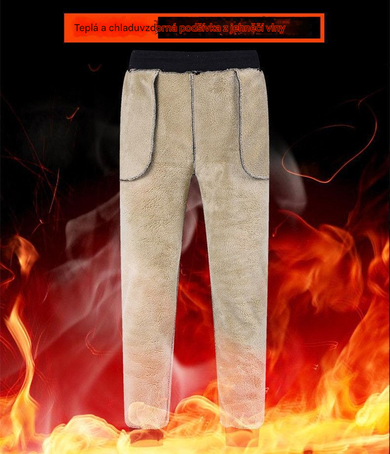 👖【🔥Sleva -46%🔥】Pánské teplé zimní sportovní kalhoty z silné jehněčí kůže, volné, hřejivé a pohodlné.