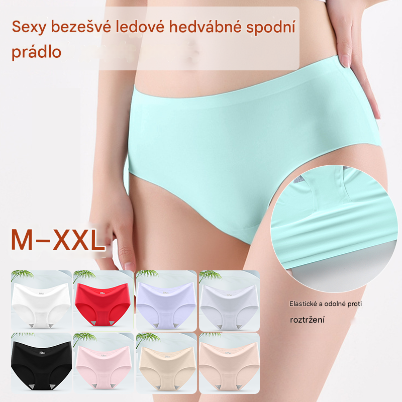 😍🛒【Balení 6 kusů】Dámské bezešvé spodní prádlo z chladivé hedvábné tkaniny--4070656