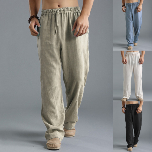 👖🌿【Sleva 50 % 🔥】【S–5XL】😍 Pánské volné lněné kalhoty, dlouhé, široké a pohodlné, dostupné ve větších velikostech a 8 barvách