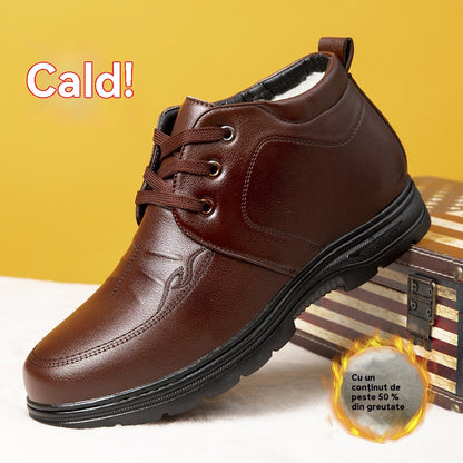 👞Descuento -47%🔥【39-44】2025 nuevos zapatos de hombre de piel y algodón, caña alta, más terciopelo