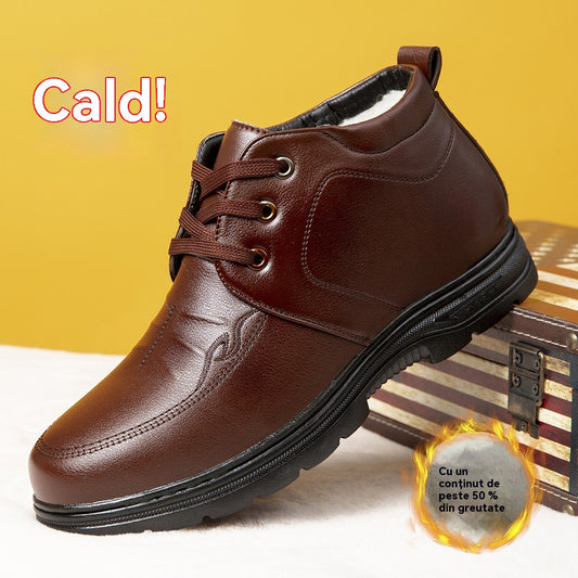 👞Descuento -47%🔥【39-44】2025 nuevos zapatos de hombre de piel y algodón, caña alta, más terciopelo