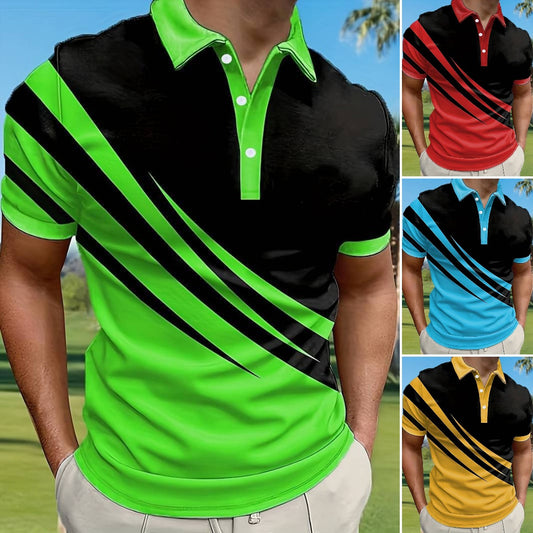 💥👔【Vásárolj 1-et, kapj 1-et ingyen🔥】【S–6XL】😍 Nagyméretű férfi nyári új 3D nyomott csíkos POLO póló