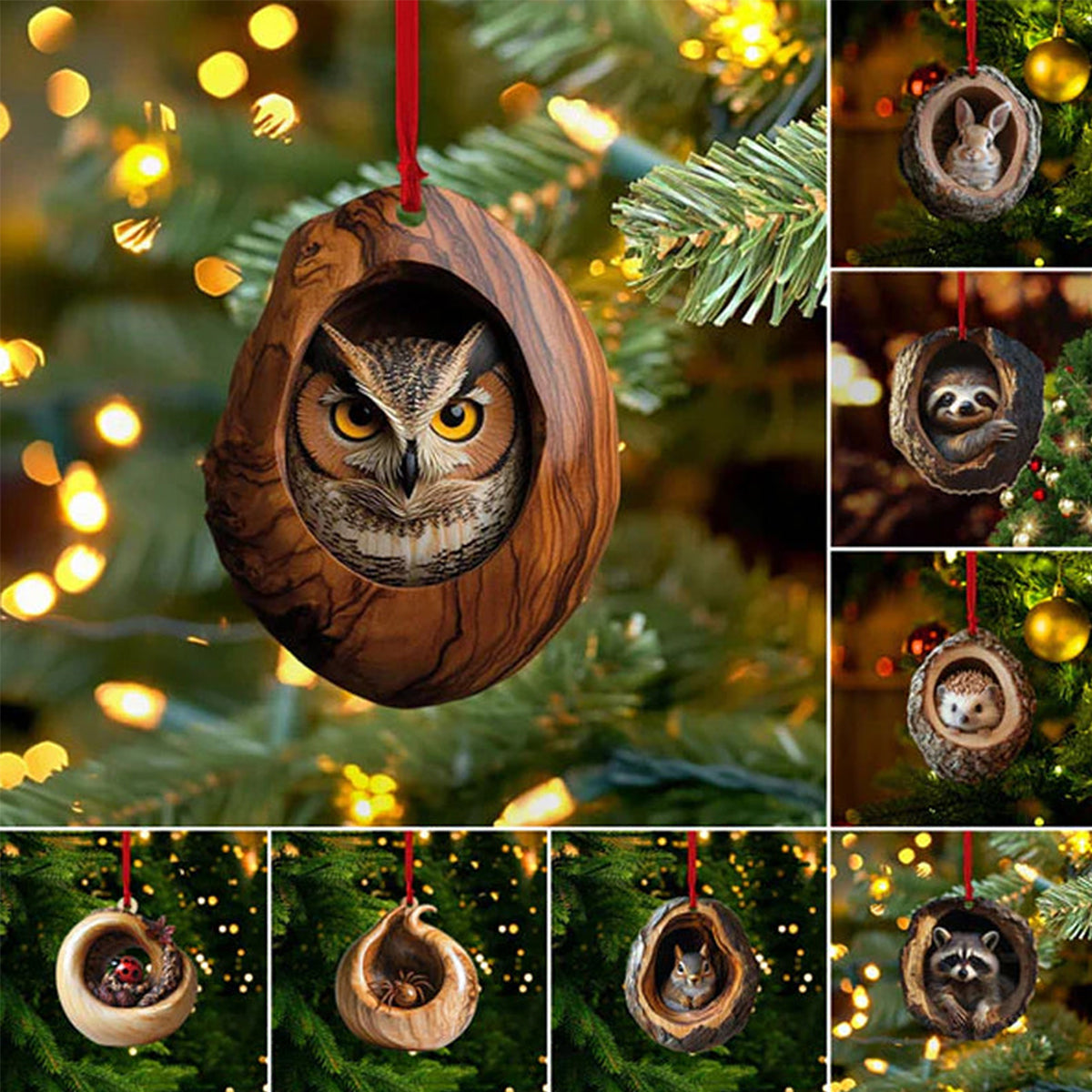 【10 БР.】🎄Украса за коледна елха от същества. Висяща украса за малки животни.