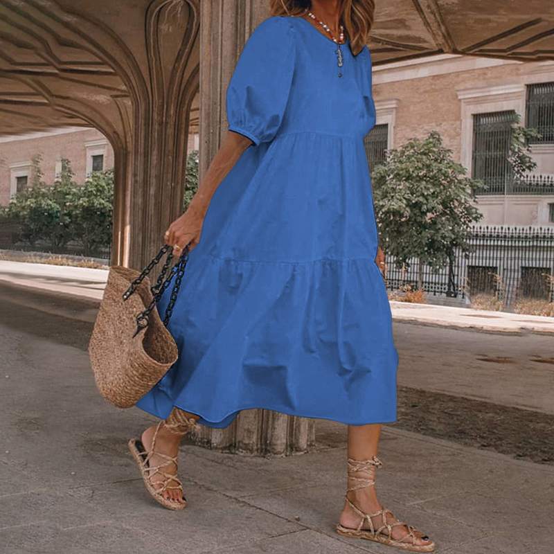 👗Nové skladem [S-5XL] Letní šaty z přírodní bavlny a lnu v bohémském stylu pro ženy, retro šaty s kulatým výstřihem