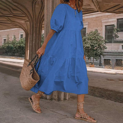 👗Nové skladem [S-5XL] Letní šaty z přírodní bavlny a lnu v bohémském stylu pro ženy, retro šaty s kulatým výstřihem