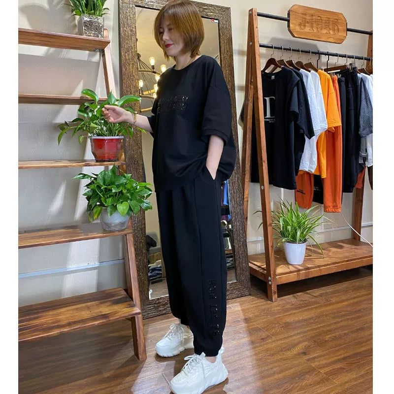 🔥【M-4XL】🌹【Topy + kalhoty】Nový dámský sportovní a ležérní set oblečení 2025✨【40-100kg】-4085422
