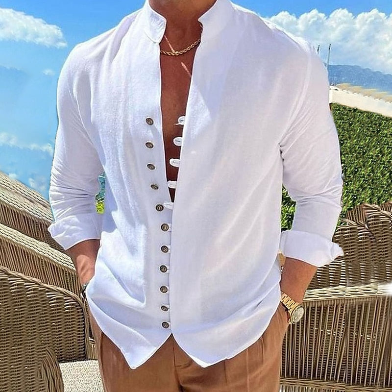 🌈👔【50% zniżki 🔥】【S-3XL】😍Nowa kolekcja 2025, męska koszula bawełniano-lniana w dużym rozmiarze, luźna koszula z długim rękawem 