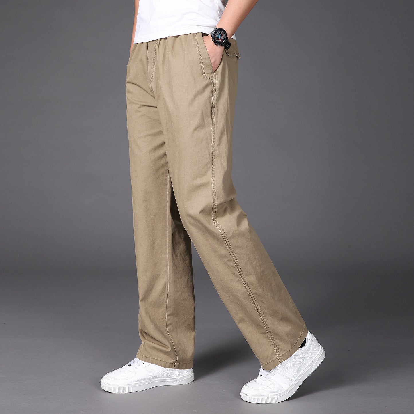 💥👖😍【50% zniżki🔥】【S-6XL】 Męskie spodnie letnie w dużych rozmiarach, szersze i luźne, z gumką w pasie 