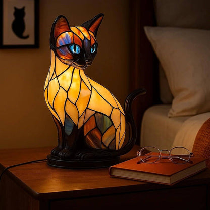 🐱Stolna lampa u obliku mačke, retro noćna lampa izrađena od šarene smole, s mačjom tematikom