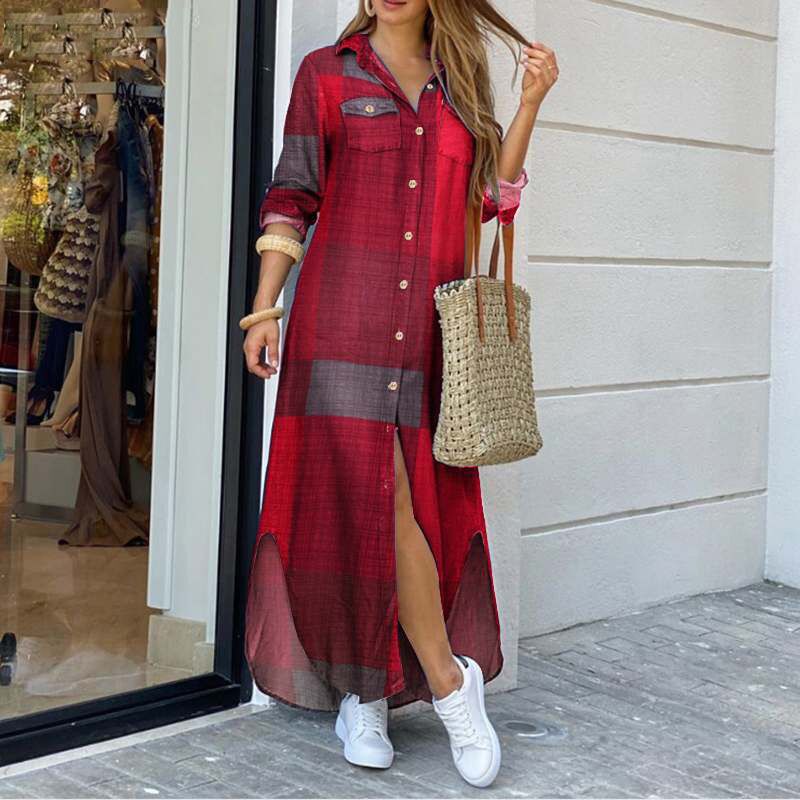 💃💖【Reducere 50% 🔥】【S–5XL】😍 Nouă rochie-cămașă cu mânecă lungă, mărimi mari, stil modern, disponibilă în 11 culori