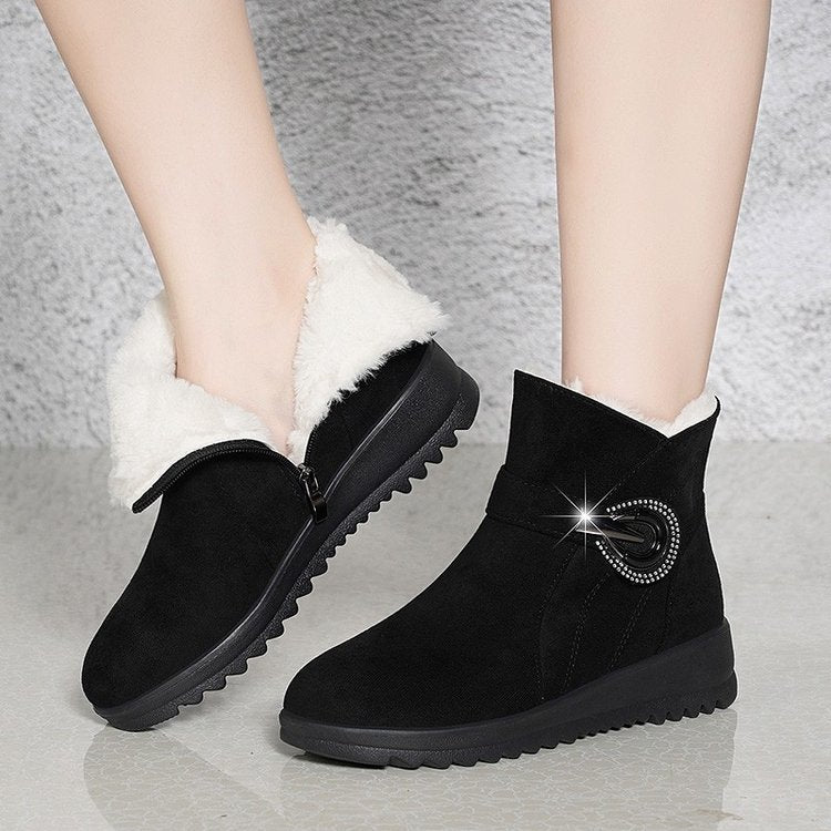 👢【35-40】2025 Nové tlusté sametové krátké kozačky, teplé protiskluzové sněhule