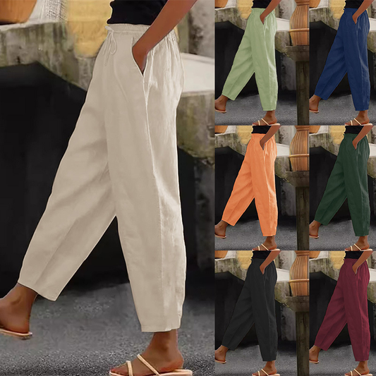 😍💕50% zľava💕【40-120kg】Dámske ležérne nohavice z bavlny a ľanu ✅Platba pri doručení ✅2 položky so zľavou 70 %