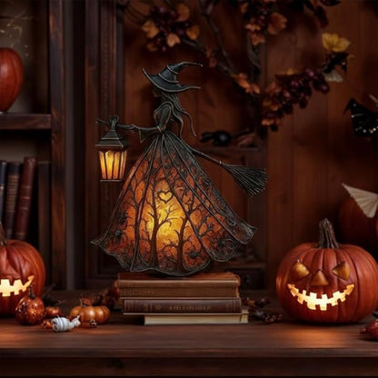 🧙‍‍♀️Lámpara de bruja de Halloween, linterna decorativa gótica aterradora, patrón de lámpara de mesa decorativa único, luz de noche con patas.