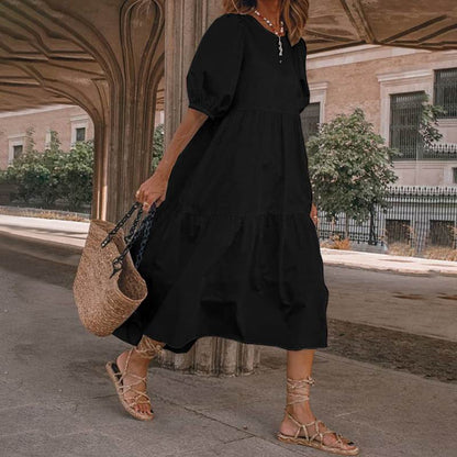 👗Nové skladem [S-5XL] Letní šaty z přírodní bavlny a lnu v bohémském stylu pro ženy, retro šaty s kulatým výstřihem