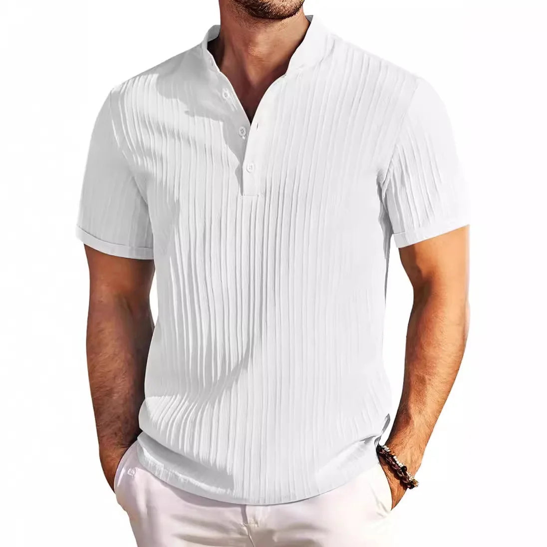 🔥【Korlátozott kedvezmény 🔥】Laza retro férfi henley ing pamutból és lenből
