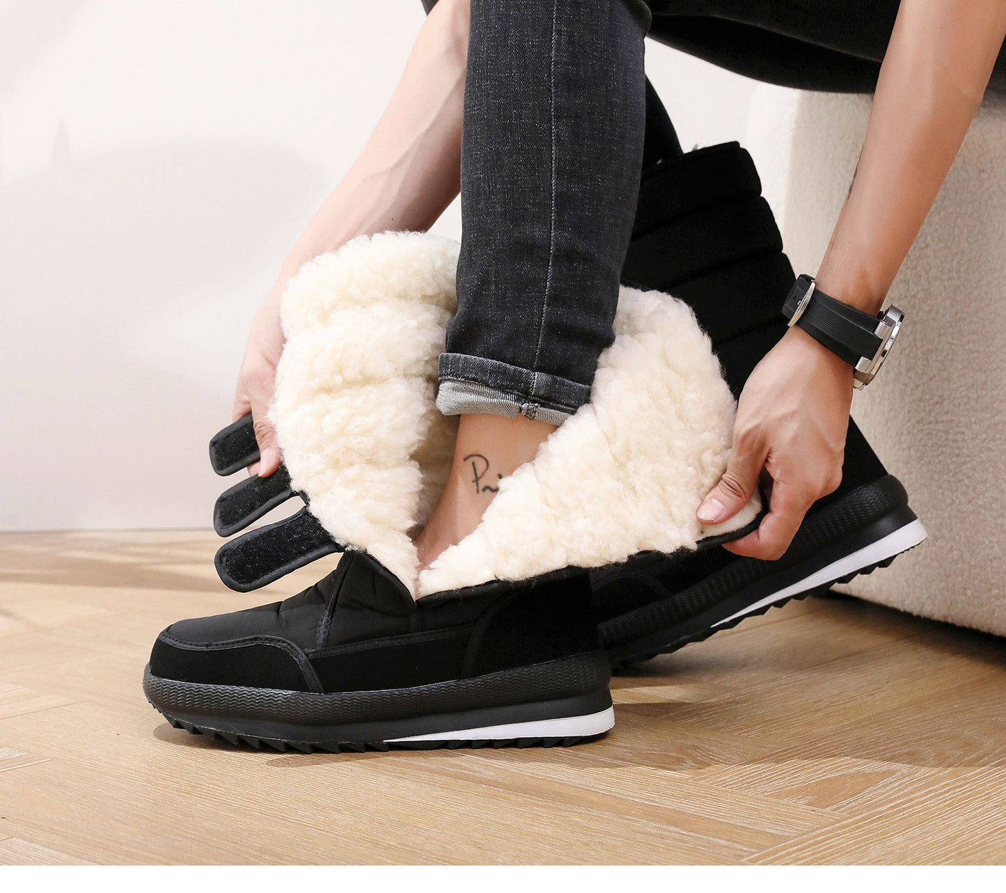 ⛄【36-47】🔥Pánské a dámské outdoorové teplé sněhule s fleecovou podšívkou, odolné proti chladu - vysoký střih, voděodolné a protiskluzové