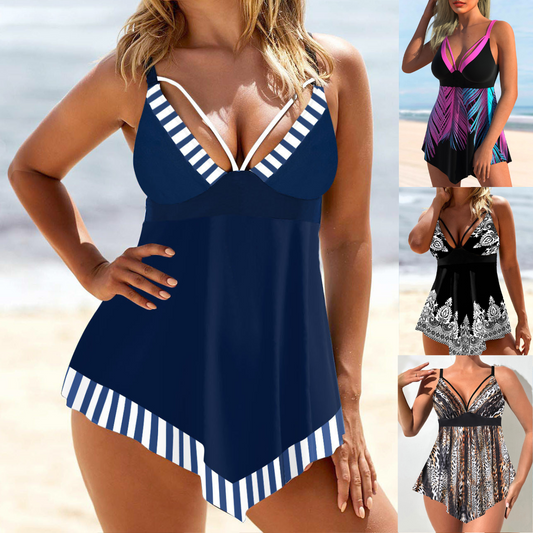 🏊‍👙【Letní nové produkty-50% sleva🔥】【S-5XL】🏖️😍 Dámské dvoudílné plavky s potiskem větší velikosti, bikiny větší velikosti