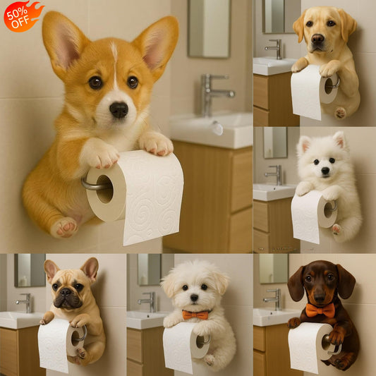 🐕【Kup 1, a drugi dostaniesz gratis 🔥】Uchwyt na papier toaletowy z uroczym wzorem szczeniaka ✅️Płatność przy odbiorze