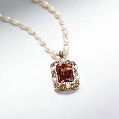 ✨✨Плащане при доставка ✅️Ново квадратно перлено колие, универсален и семпъл аксесоар, елегантна верижка за пуловер, украсена с кристали.