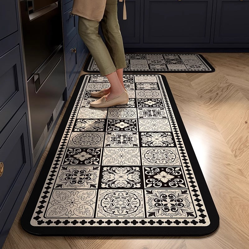 💥【Kupte 1 a dostanete 1 zdarma】【40*60+40*120cm】Kuchyňský a koupelnový protiskluzový koberec absorbuje vodu a rychle schne
