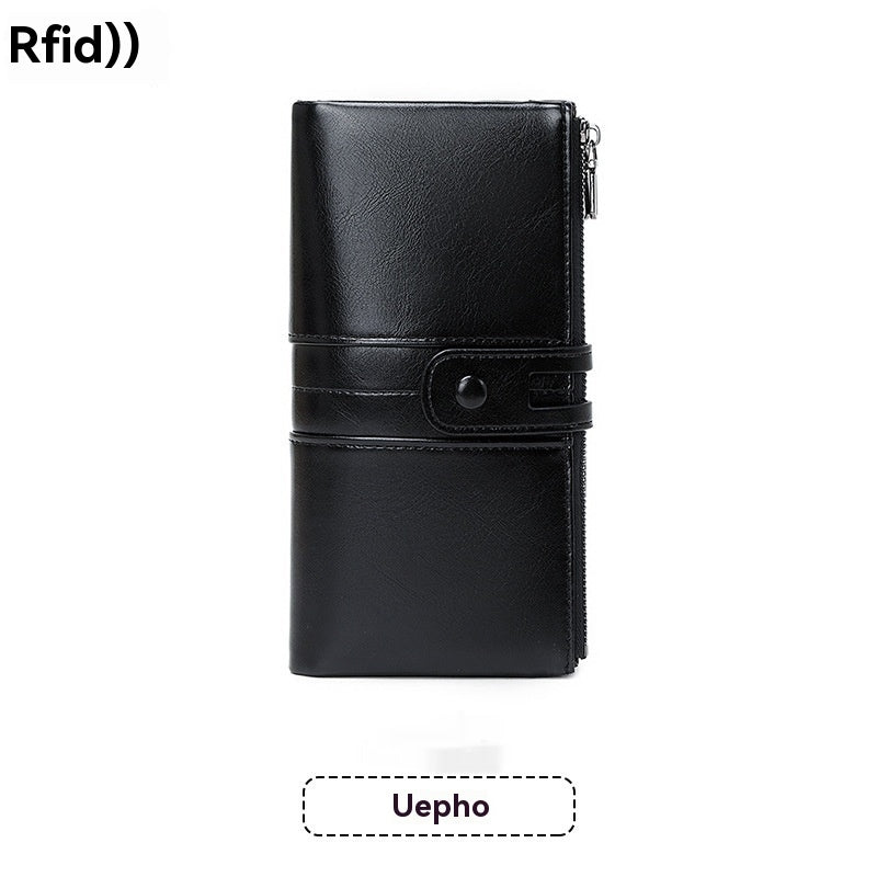 💼Multifunkční peněženka, ručně vyrobená z pravé kůže, kartáč proti krádeži, dvojitý zip