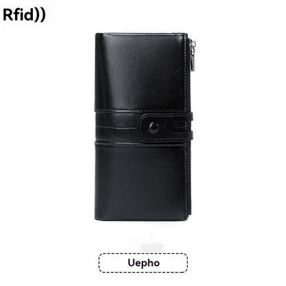 💼Multifunkční peněženka, ručně vyrobená z pravé kůže, kartáč proti krádeži, dvojitý zip