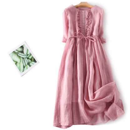 👗👗【XS-XXL】Módní a elegantní dlouhé bavlněné a lněné šaty pro jaro a léto 2025