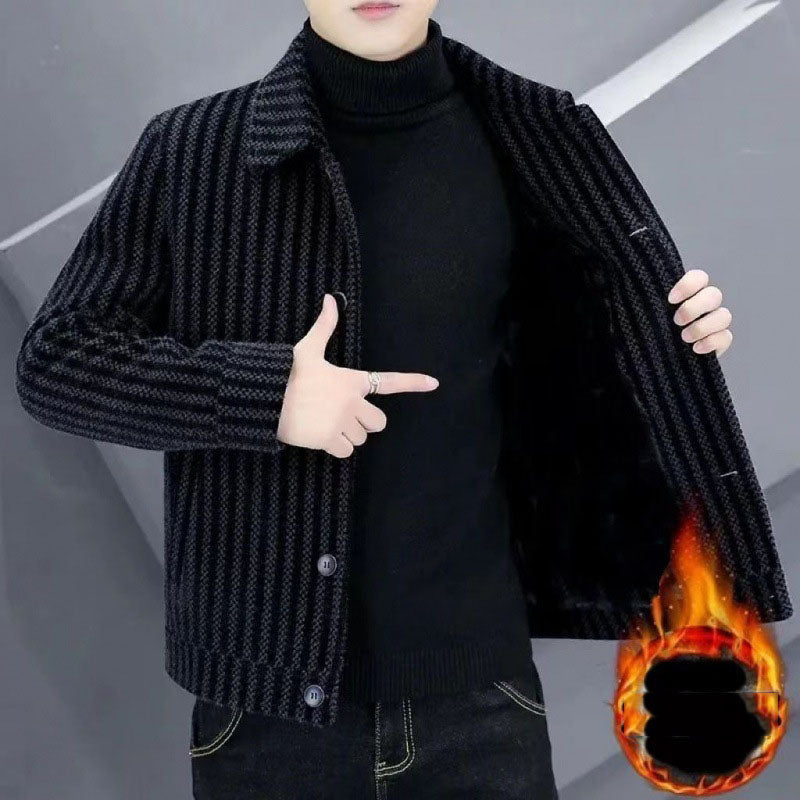 【M-5XL】💙Férfi bársony alkalmi dzseki őszi és téli szezonra, vastag csíkos kialakítással