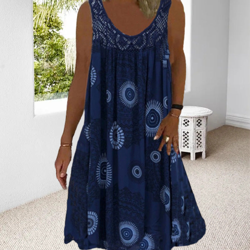 🌈🌴【Kup 1 a 1 zdarma🔥】【S-5XL】💋👗 Volné šaty bez rukávů s ramínky Volné šaty s potiskem pro větší velikosti, 9 barev