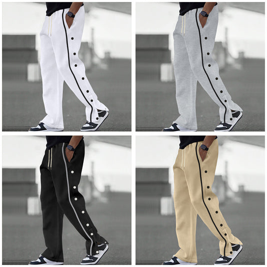 👖🔥Pánské sportovní volnočasové kalhoty s knoflíky, nové podzim 2025, rovné kalhoty se šňůrkou