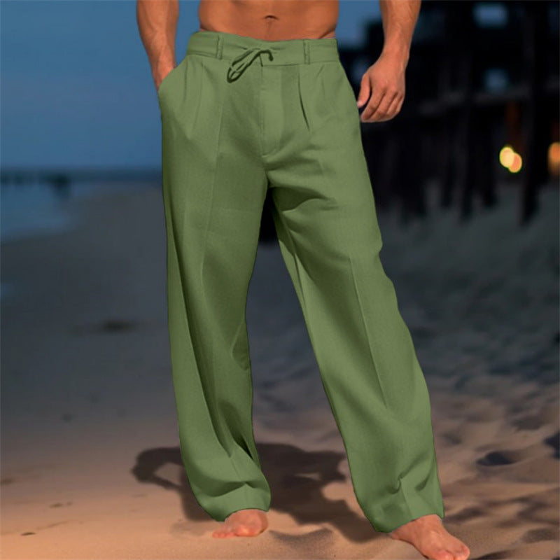 🏖️👖【Nyári akció – 50% kedvezmény 🔥】【S–3XL】😍 Laza férfi lenvászon nadrág nagy méretekben, kényelmes és légáteresztő