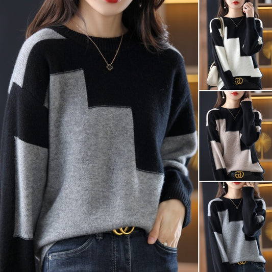 🎉【S-3XL】 2025 podzimní a zimní nový kašmírový pulovr, dámský krátký vlněný pulovr, pletený pulovr s kulatým výstřihem -4158145