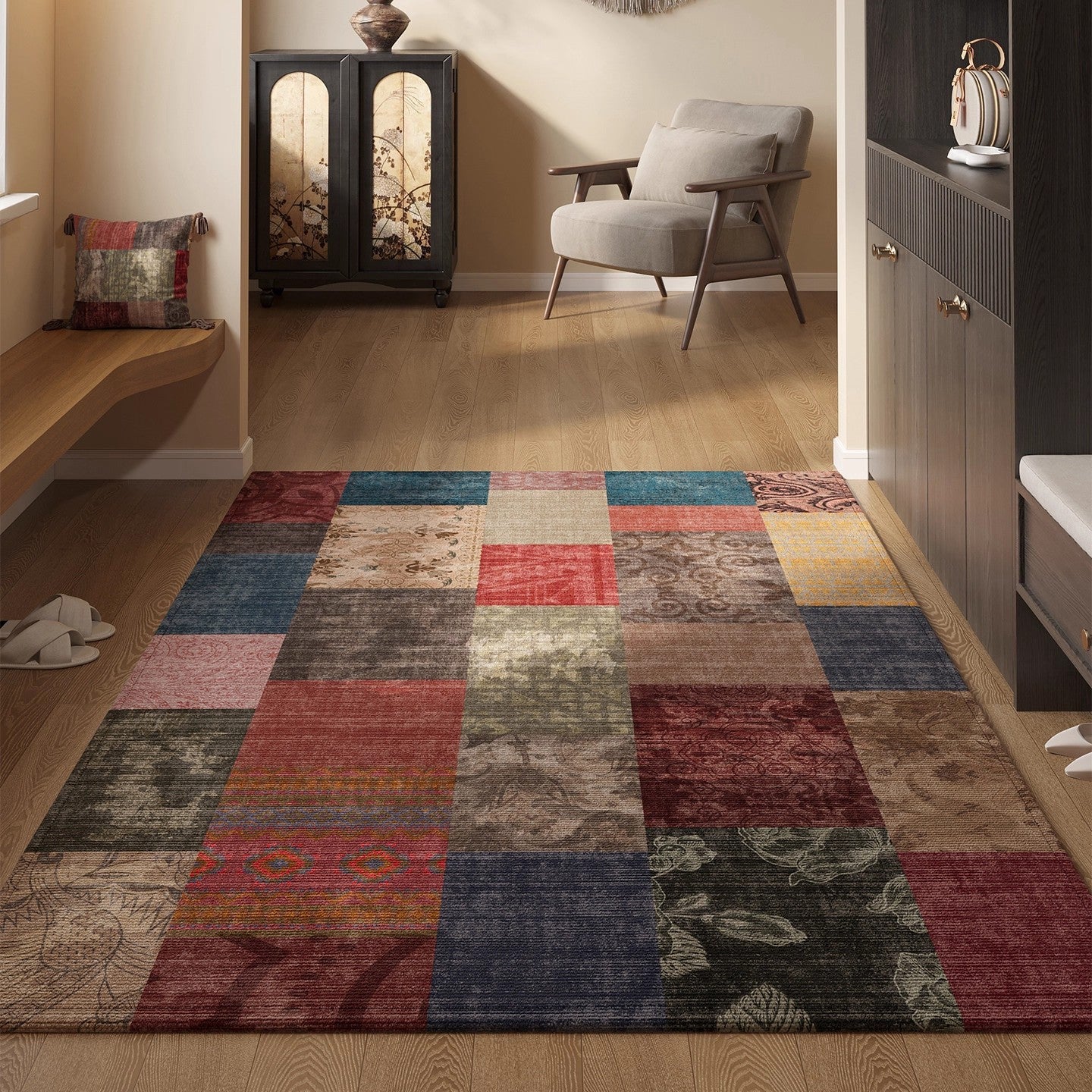 🔥✨【80*120CM】Vstupní rohožka v perském stylu, protiskluzová a prachotěsná, křišťálový samet. --4150589