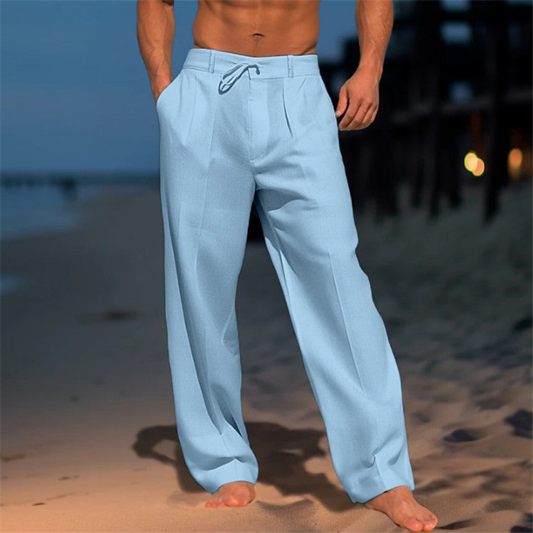 🏖️👖【Nyári akció – 50% kedvezmény 🔥】【S–3XL】😍 Laza férfi lenvászon nadrág nagy méretekben, kényelmes és légáteresztő