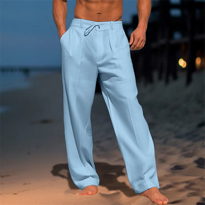 🏖️👖【Nyári akció – 50% kedvezmény 🔥】【S–3XL】😍 Laza férfi lenvászon nadrág nagy méretekben, kényelmes és légáteresztő