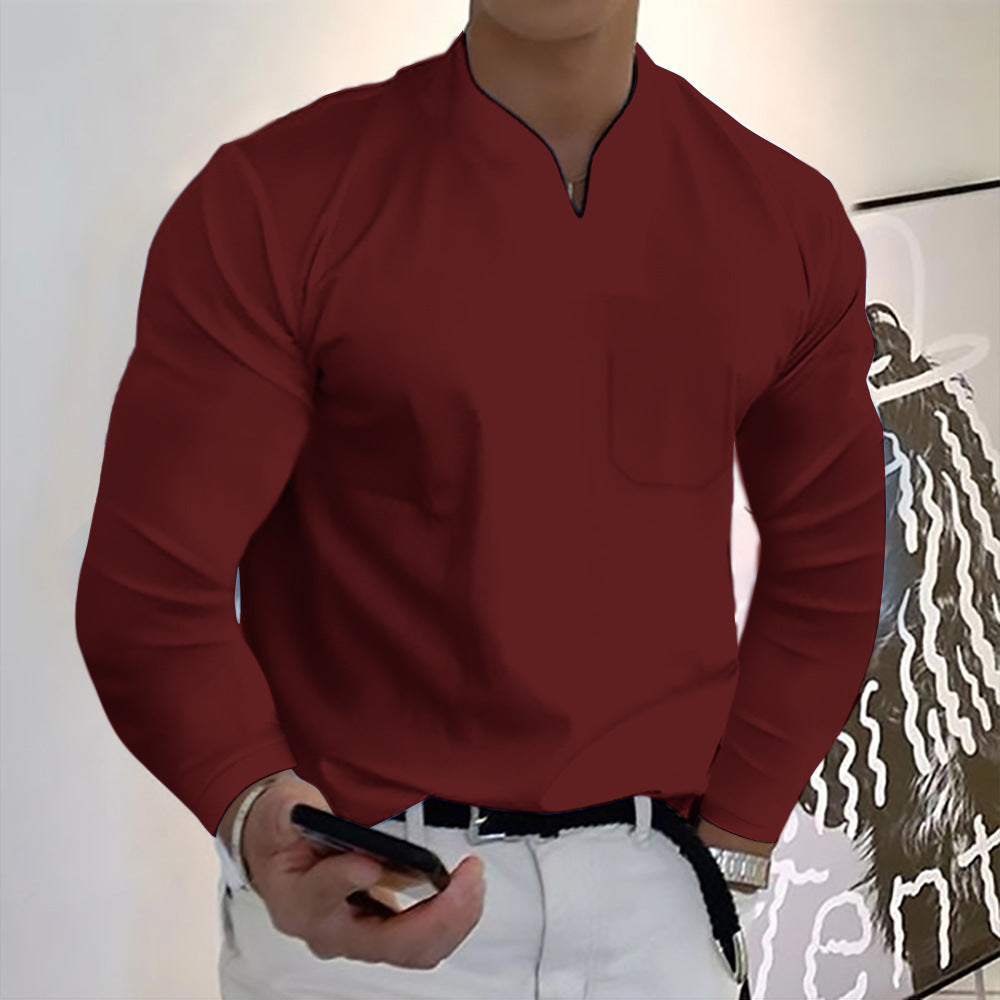 👔🔥🔥【S-5XL】Pánské bavlněné sportovní tričko s dlouhým rukávem a výstřihem do V