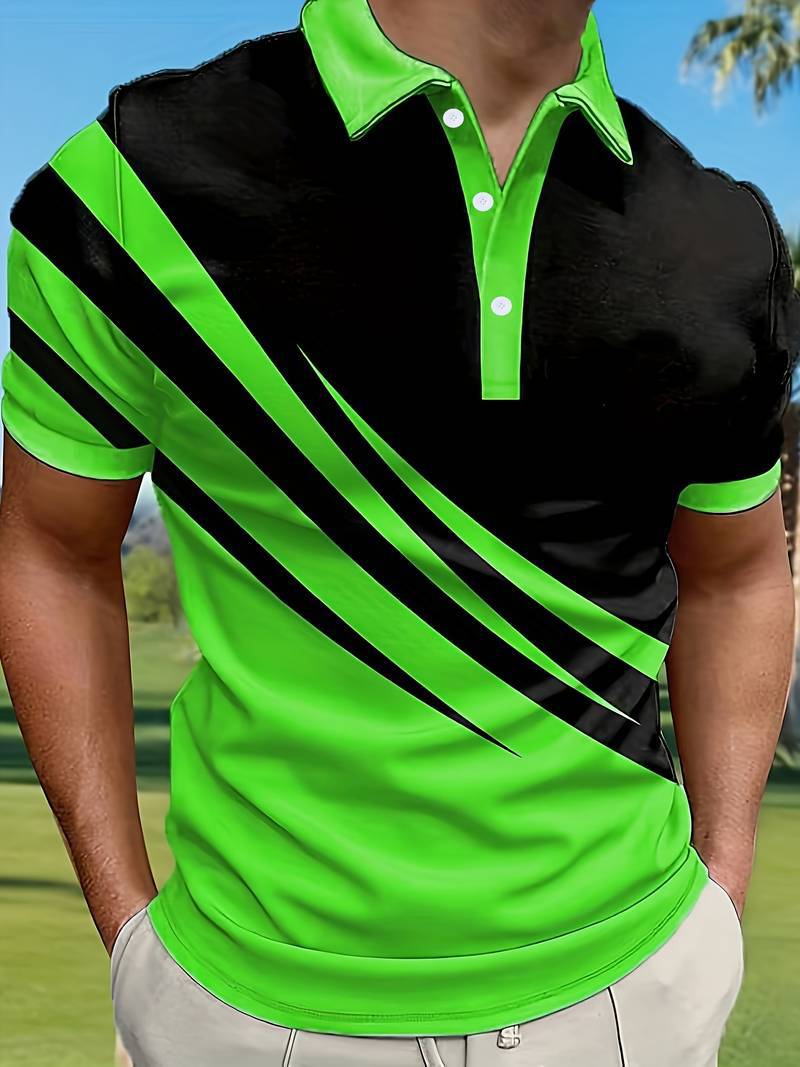 💥👔【Vásárolj 1-et, kapj 1-et ingyen🔥】【S–6XL】😍 Nagyméretű férfi nyári új 3D nyomott csíkos POLO póló