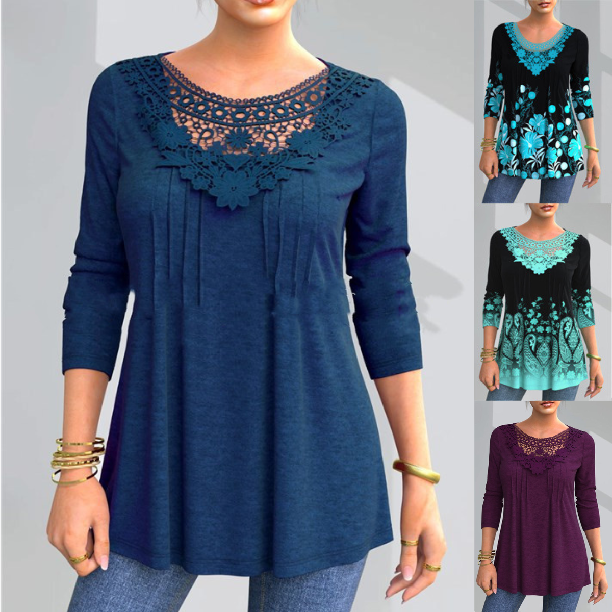 🔥Popust -50% 🔥【S-5XL】Nova ženska modna majica dugih rukava s izrezom od čipke ✅Plaćanje pouzećem