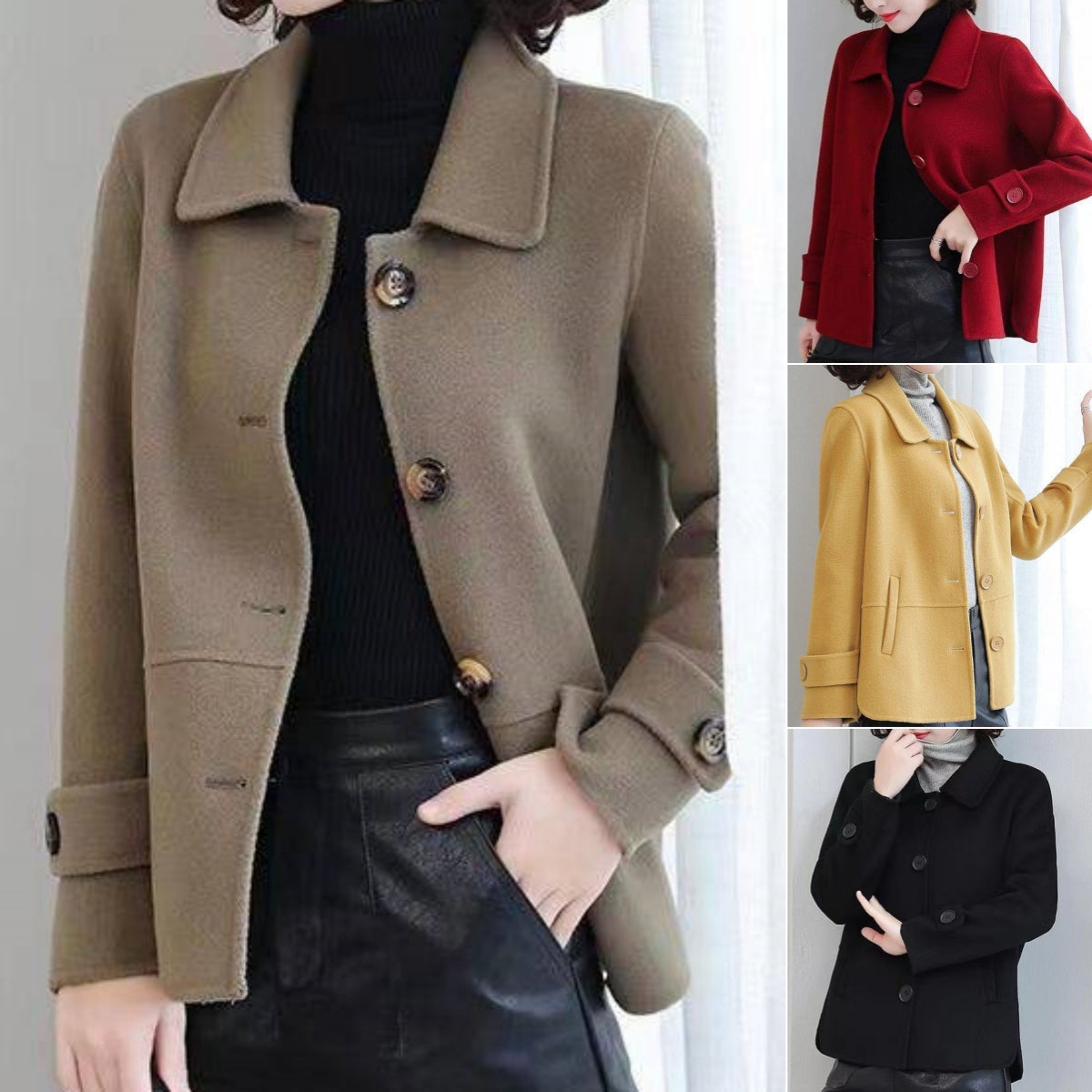 💕【S-2XL】 Nový zimní ležérní dámský vlněný kabát, módní a všestranný -4160184