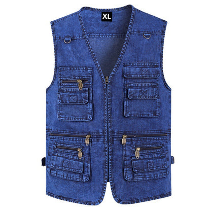 🔥【XL-7XL】Pánská džínová vesta s více kapsami, rok výroby 2025 -- 4084359