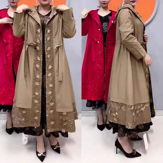 🍂【Sezónní sleva -50%🔥🔥】【40-100kg】Elegantní podzimní topy, dlouhé, s vysokým límečkem, ve větších velikostech kabát
