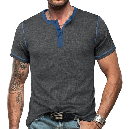 👕【50% sleva 🔥】【S–3XL】🌈 Letní pánská vintage košile s knoflíky, krátký rukáv, ve větších velikostech, s kontrastními barvami, dostupná v 10 barvách