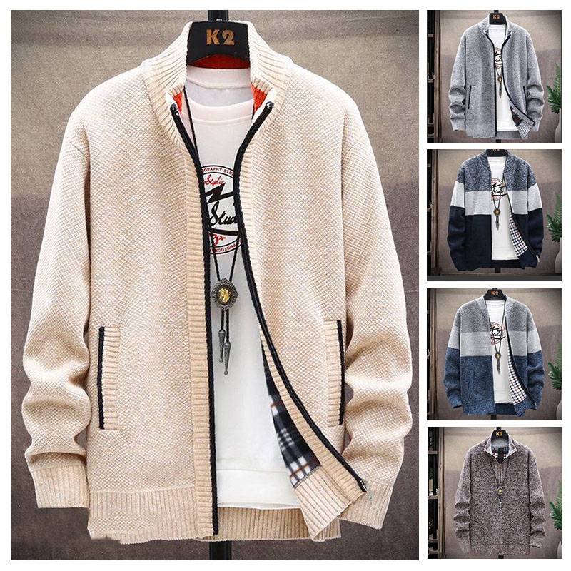 👔【L-4XL】Új őszi és téli darabok bársony kötött kardigánnal és vastag, hozzá illő kabáttal
