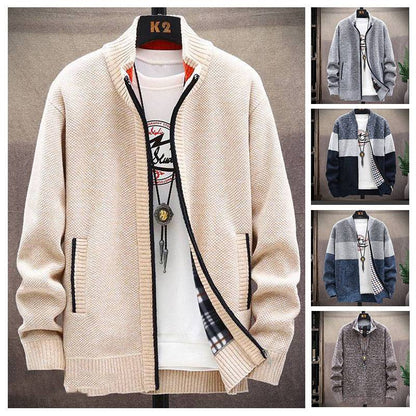 👔【L-4XL】Új őszi és téli darabok bársony kötött kardigánnal és vastag, hozzá illő kabáttal