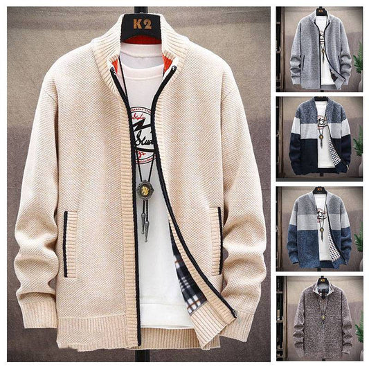 👔【L-4XL】Új őszi és téli darabok bársony kötött kardigánnal és vastag, hozzá illő kabáttal