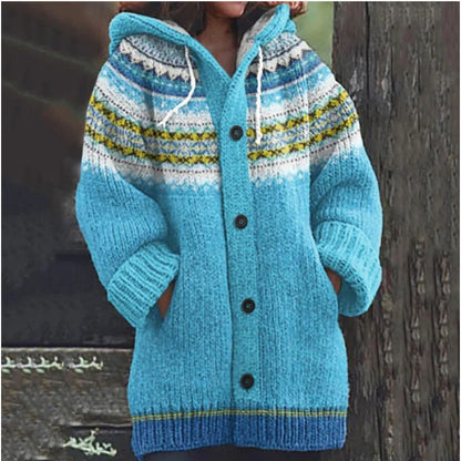 🔥🔥【S~5XL】✨Nová barevná pletená bunda s kapucí na podzim/zimu 2025