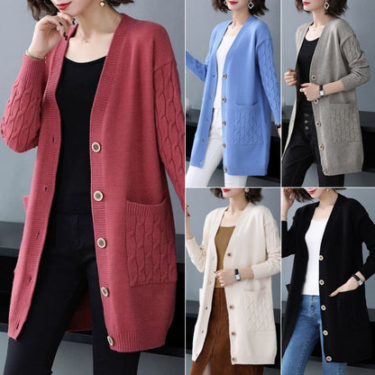✨🎀【40-110kg】Sweter w dużym rozmiarze. Wiosna Jesień Nowa luźna, gruba dzianinowa kurtka damska ✅️Płatność gotówką przy odbiorze ✅️2 artykuły ze zniżką 70%