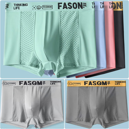 💥🛒【Balíček 6 kusů】💖🩲【L-4XL】2025 Letní pánské prodyšné síťované boxerky z ledového hedvábí – 5A Antibakteriální